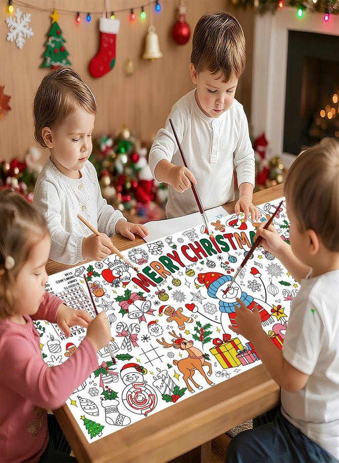 Litmitfu Giant Merry Christmas Coloring Poster - Large Christmas Coloring Tablecloth, Jumbo DIY Snowman Paper Banner Crafts for Winter Xmas Gifts Game Activities Party Favors Supplies Decorations, 30 x 72 Inch - Image 2